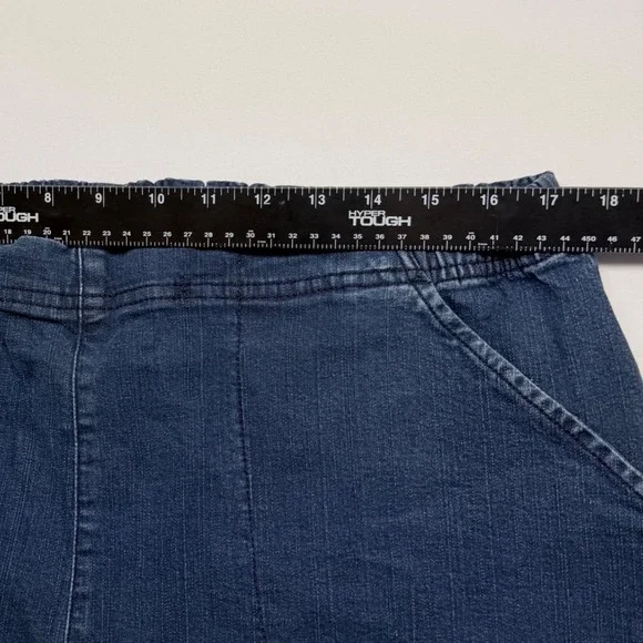 Croft & Barrow Womens 2X Blue Denim Capri Pants Elastic Waist Stretch Plus Size - Picture 6 of 10